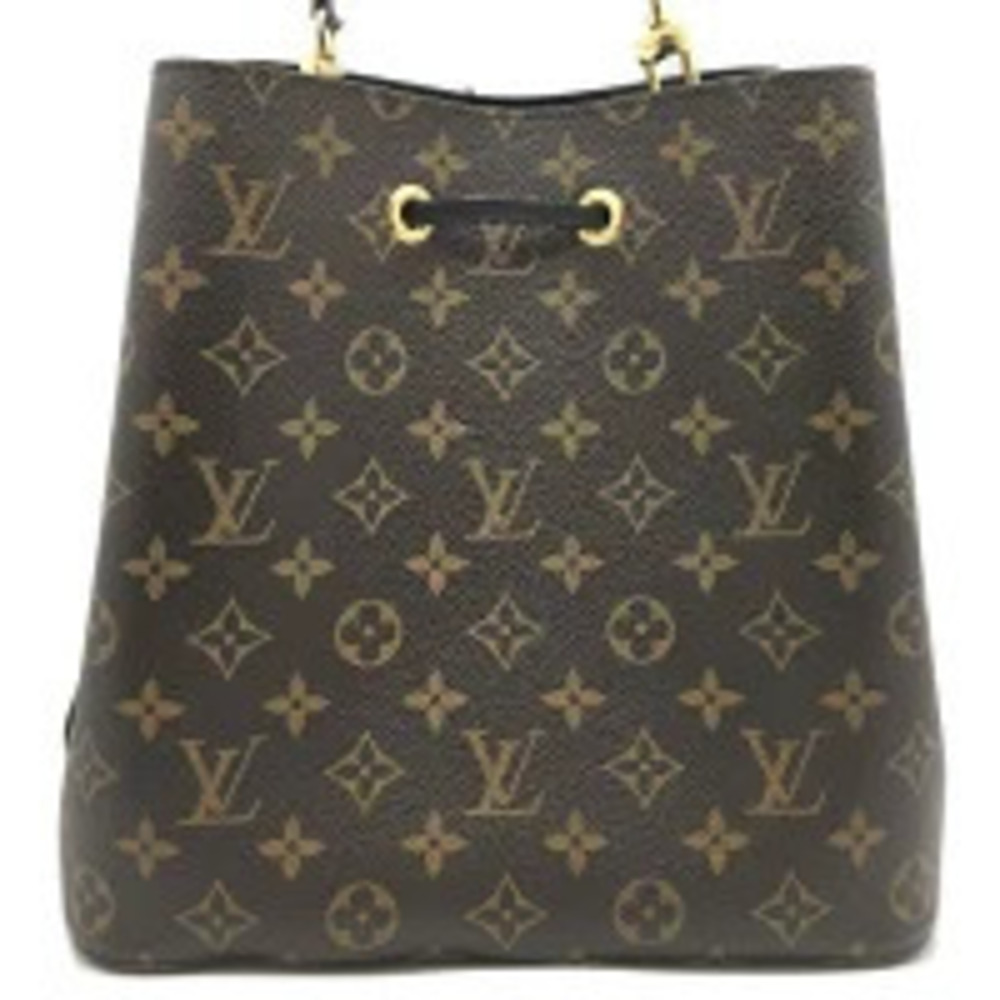 Louis Vuitton Black Noir Drawstring Tote Neo Shoulder Bag Brown Noe